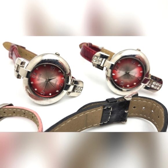 🟢3/$19🟢 SUISSE 5 piece Watch Collection Red Black Pink - Picture 5 of 6